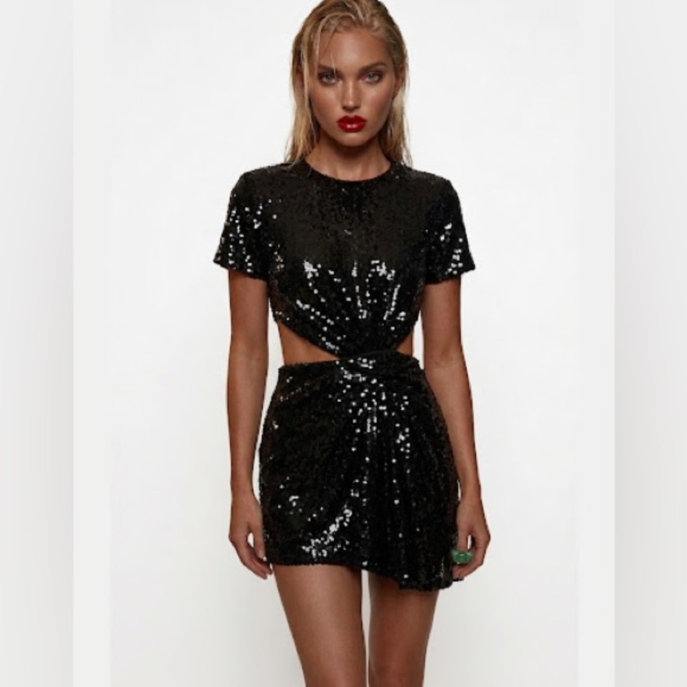 Alice McCall Electric Orchid Dress in Black Sequins | LIKE NEW